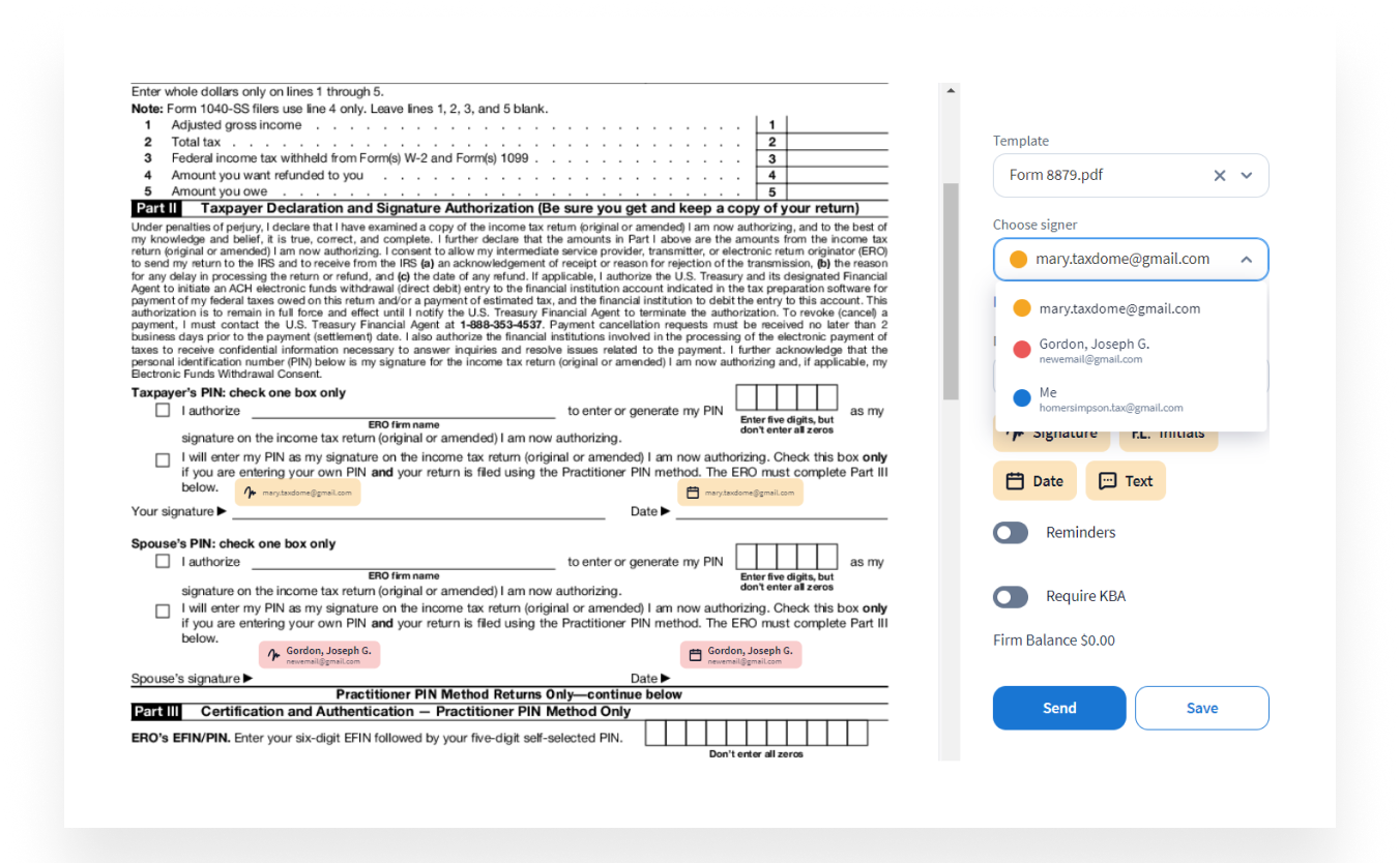 Meerdere ondertekenaars
