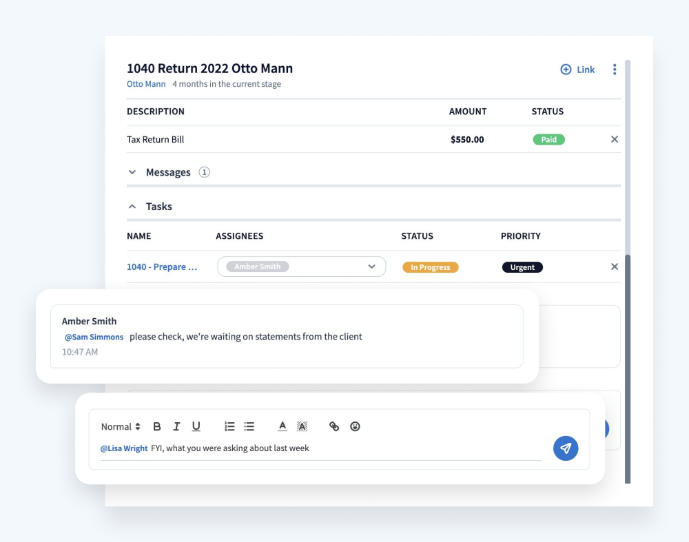 Image showcasing seamless team collaboration with the accounting CRM system.