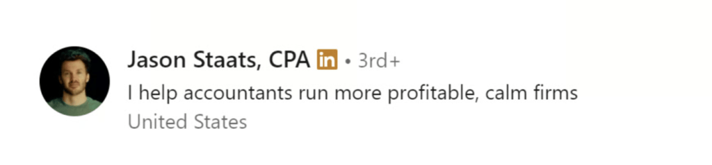 An example of an interesting LinkedIn profile title.