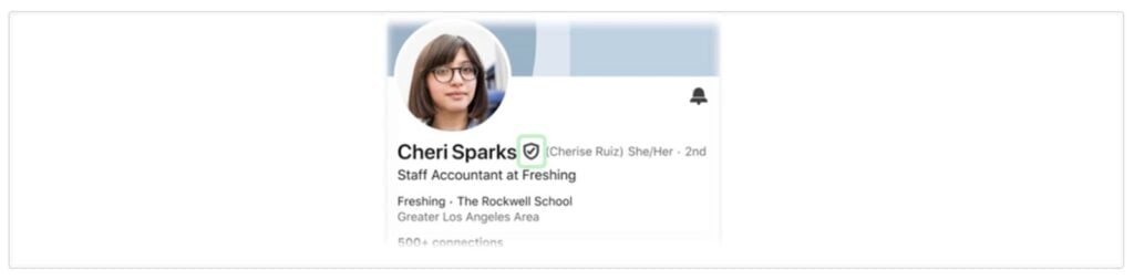 How the verification badge shows on your LinkedIn profile page.