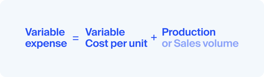 Variable expense = Variable Cost per unit × Production/Sales volume