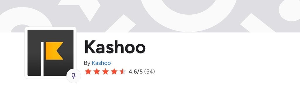 A screenshot of Kashoo’s average G2 review score.