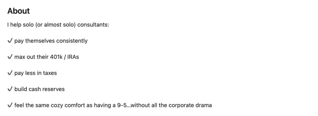 An example of a compelling opener for your LinkedIn summary.
