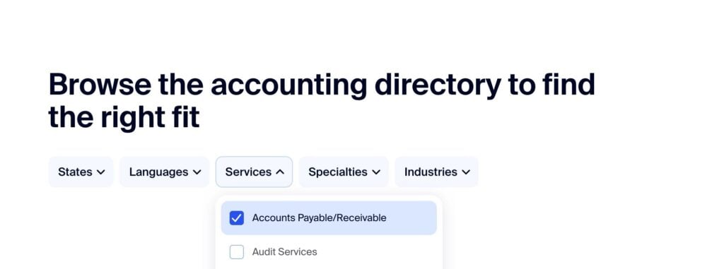 Find the accountants that match your requirements quickly by filtering out those who don’t.