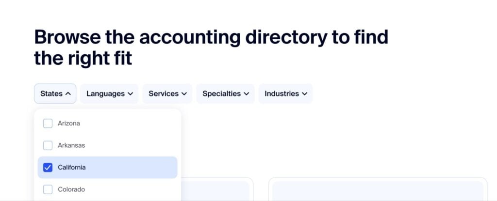 Select your state to find accountants in your area through the TaxDome Accountants and Advisor Finder.