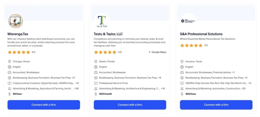 Compare accountants that match your needs in one easy view.