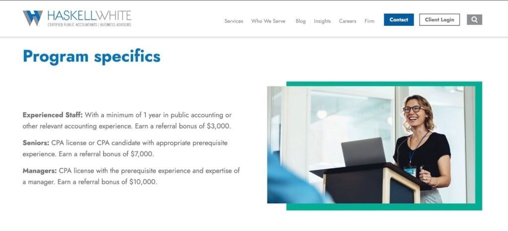 Accounting firms referral program for recruiting talent.