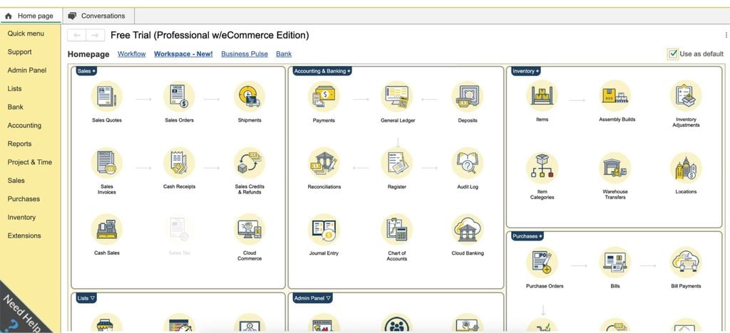 A screenshot of CustomBooks’ accounting and inventory dashboard.