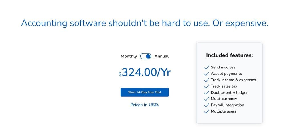 A screenshot of Kashoo’s pricing page.
