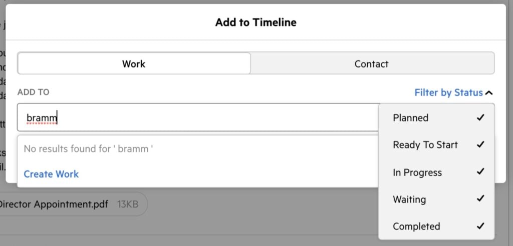 You can add files and other items to tasks in Karbon.