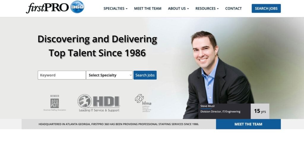 A screenshot of the homepage on FirstPro 360’s website.