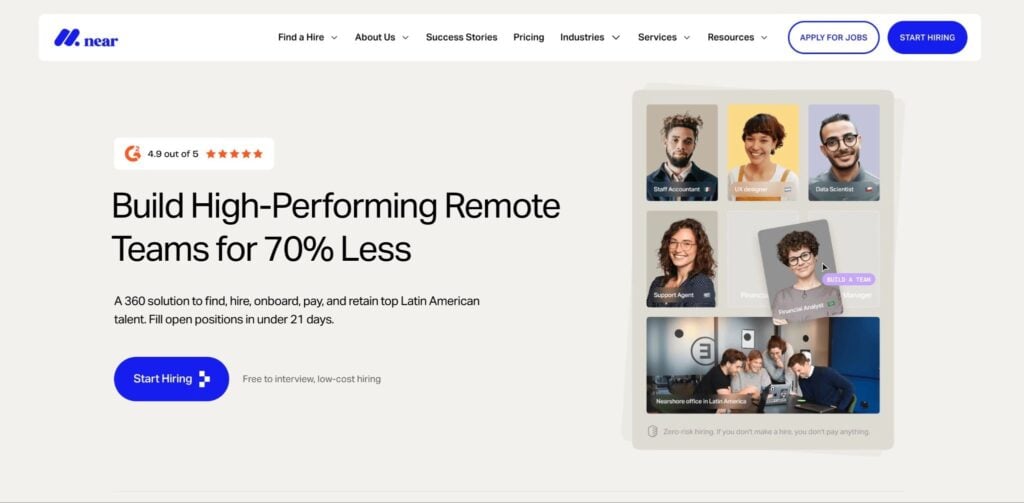 A screenshot of the homepage on Near’s website.