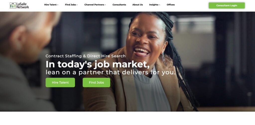 A screenshot of the homepage on LaSalle Network’s website.