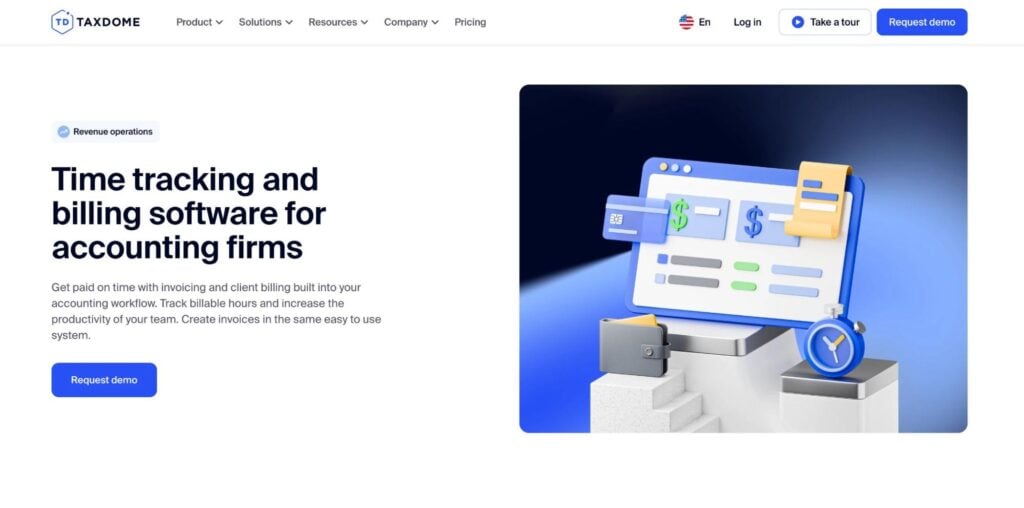 TaxDome’s built-in time tracking and billing software for accounting firms.