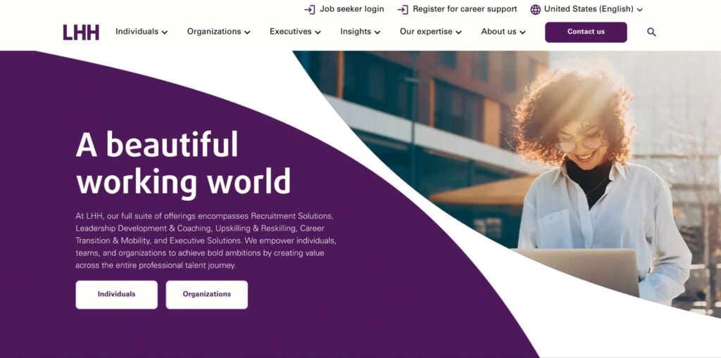 A screenshot of the homepage on LHH’s website.