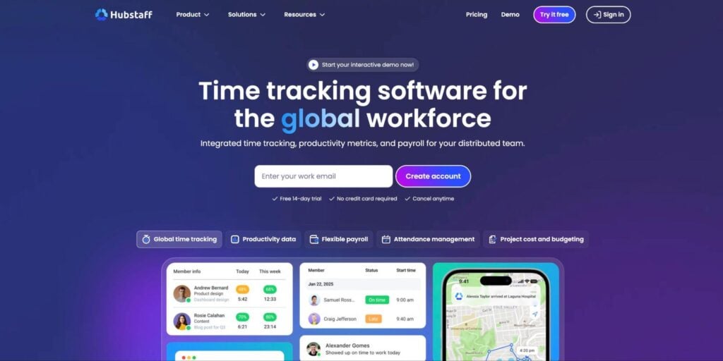 Hubstaff’s time tracking software for remote teams.