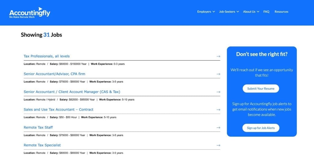 Accountingfly job board for professional accountants.