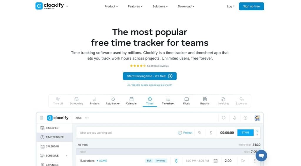 Clockify free time tracking app for teams.
