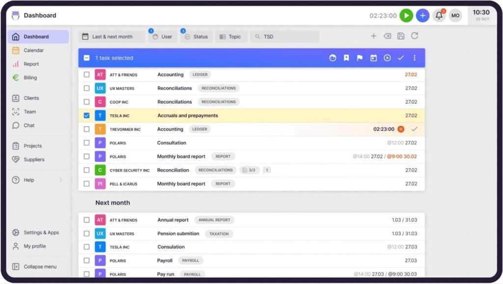 a screenshot of task management in Uku.