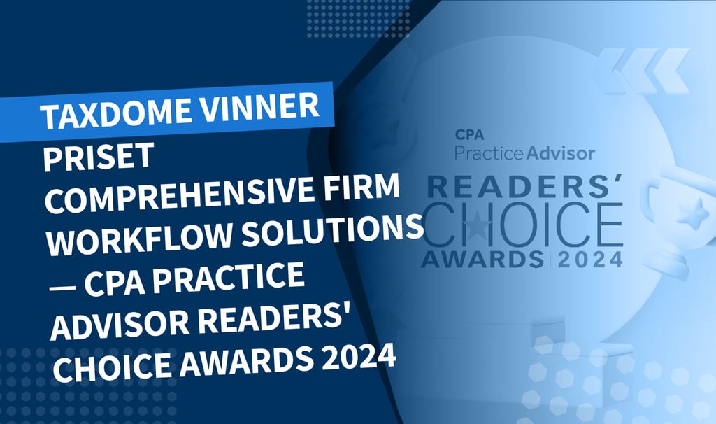 TaxDome vinner kategorin Comprehensive Firm Workflow Solutions – CPA Practice Advisor Readers’ Choice Awards 2024
