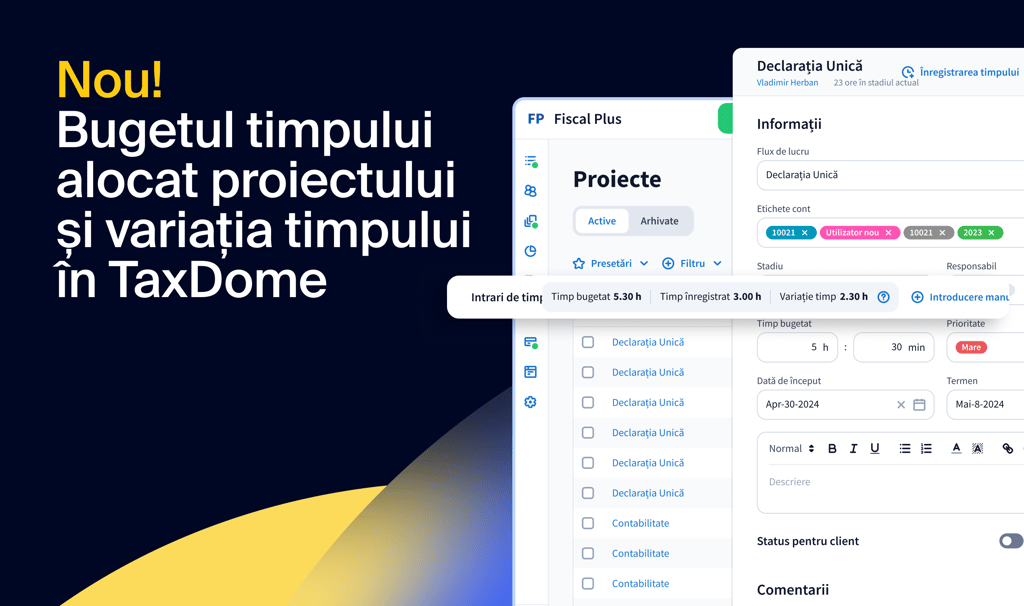 Bugetul timpului proiectului și variația timpului în TaxDome – deblocați productivitatea și profitabilitatea bazate pe date.