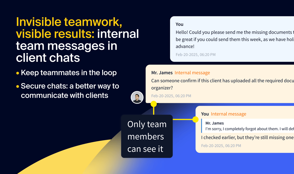 Invisible teamwork, visible results: internal team messages in client chats 