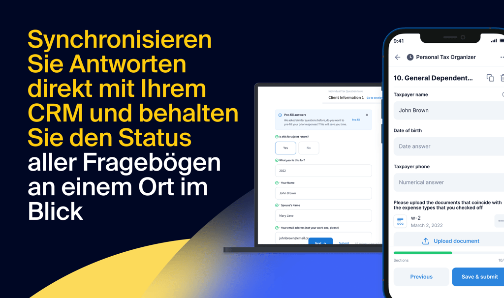 Synchronisieren Sie Antworten direkt mit Ihrem CRM und behalten Sie den Status aller Fragebögen an einem Ort im Blick