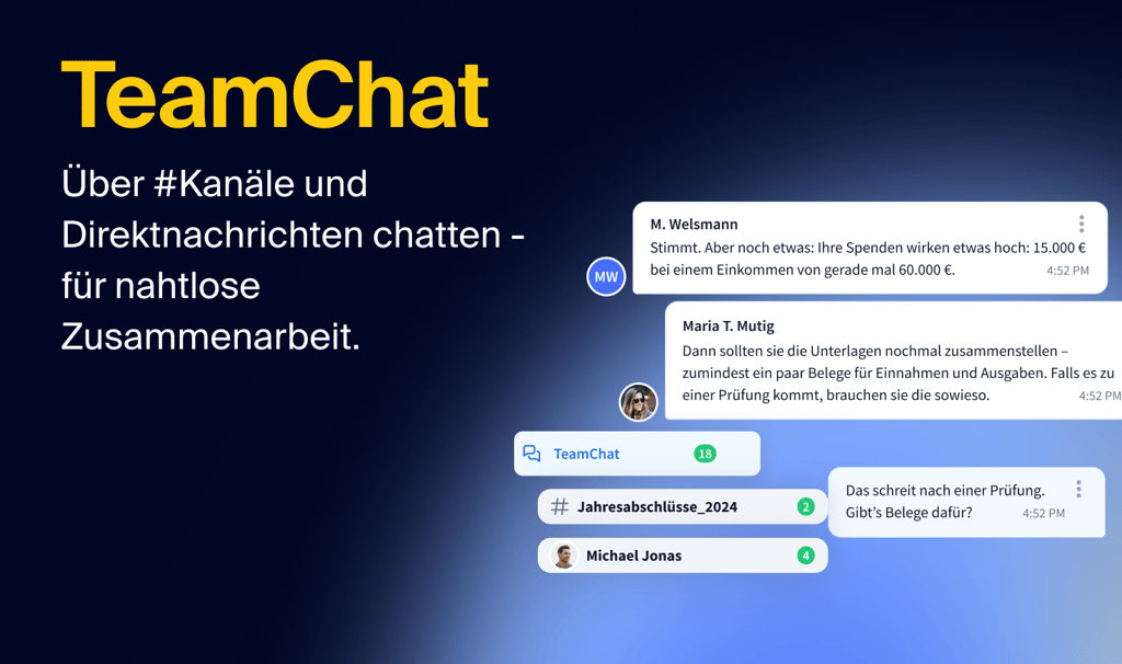 TeamChat bringt #Channels und Direktnachrichten direkt in Ihren Workflow für eine vollständig integrierte Zusammenarbeit.