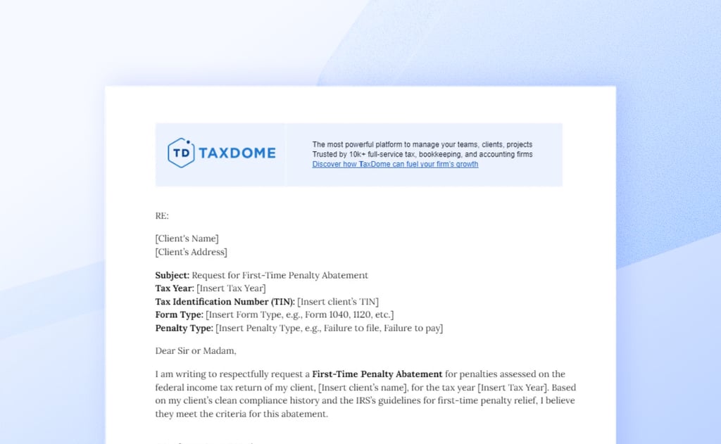 First-time penalty abatement sample letter: free template and how to write it