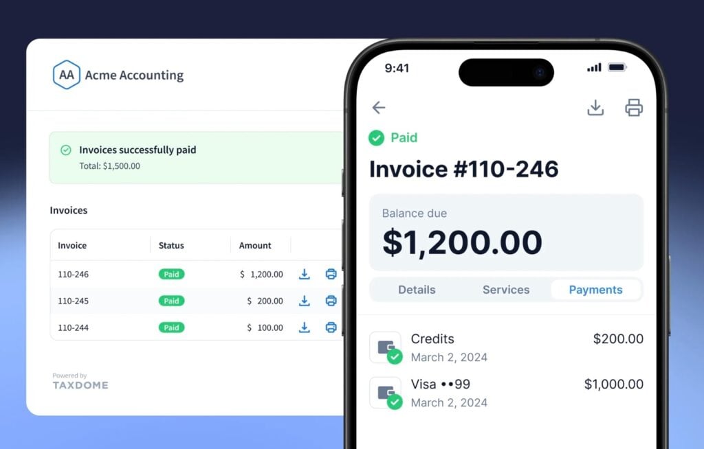 TaxDome invoice automation software for accounting firms.