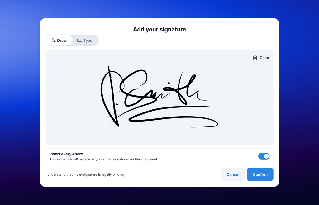 Review and sign documents on screen