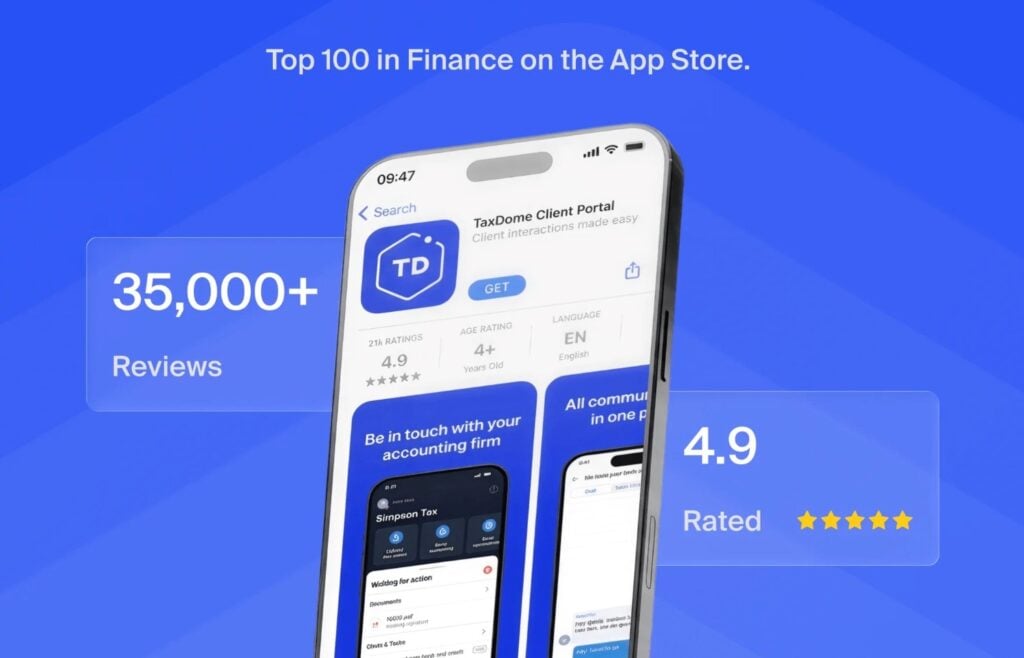The TaxDome client app is recognized among the top finance apps on the App Store.