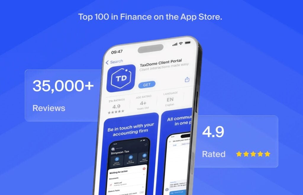 TaxDome’s client mobile app, the top-rated accounting client experience on iOS and Android.