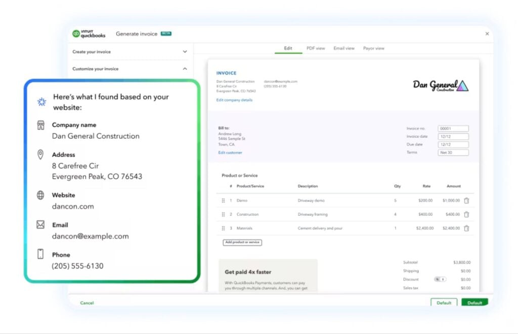 QuickBooks Online accounting and invoicing software for small businesses.