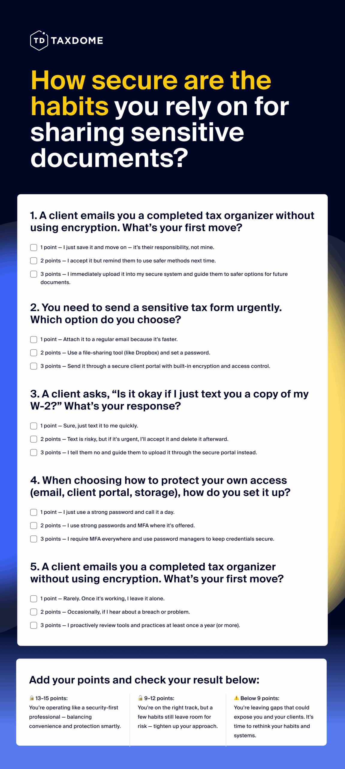 Quick self-check quiz for secure document-sending habits