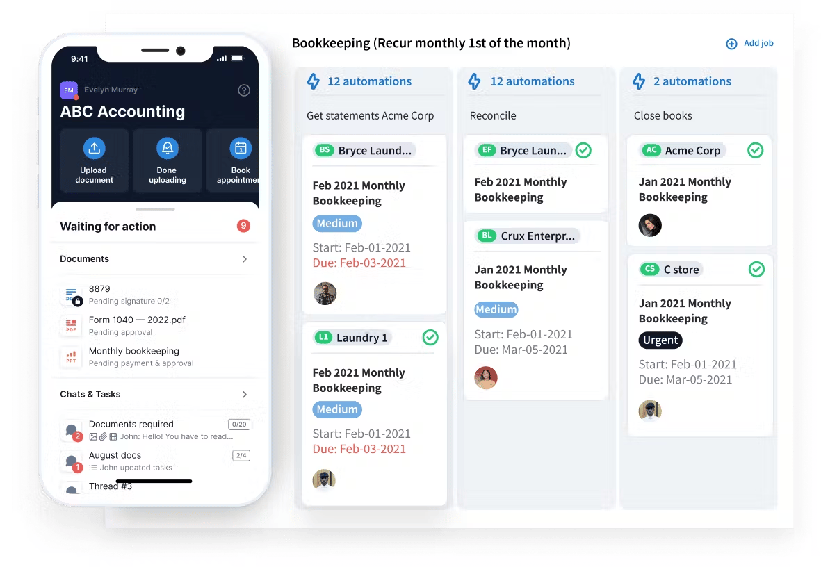 Screenshot showcasing TaxDome’s practice management solution.
