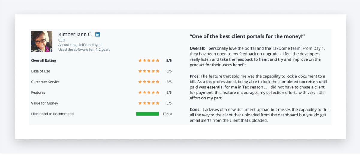 A CPA firm automated billing process flow with TaxDome's locking document to invoice feature
