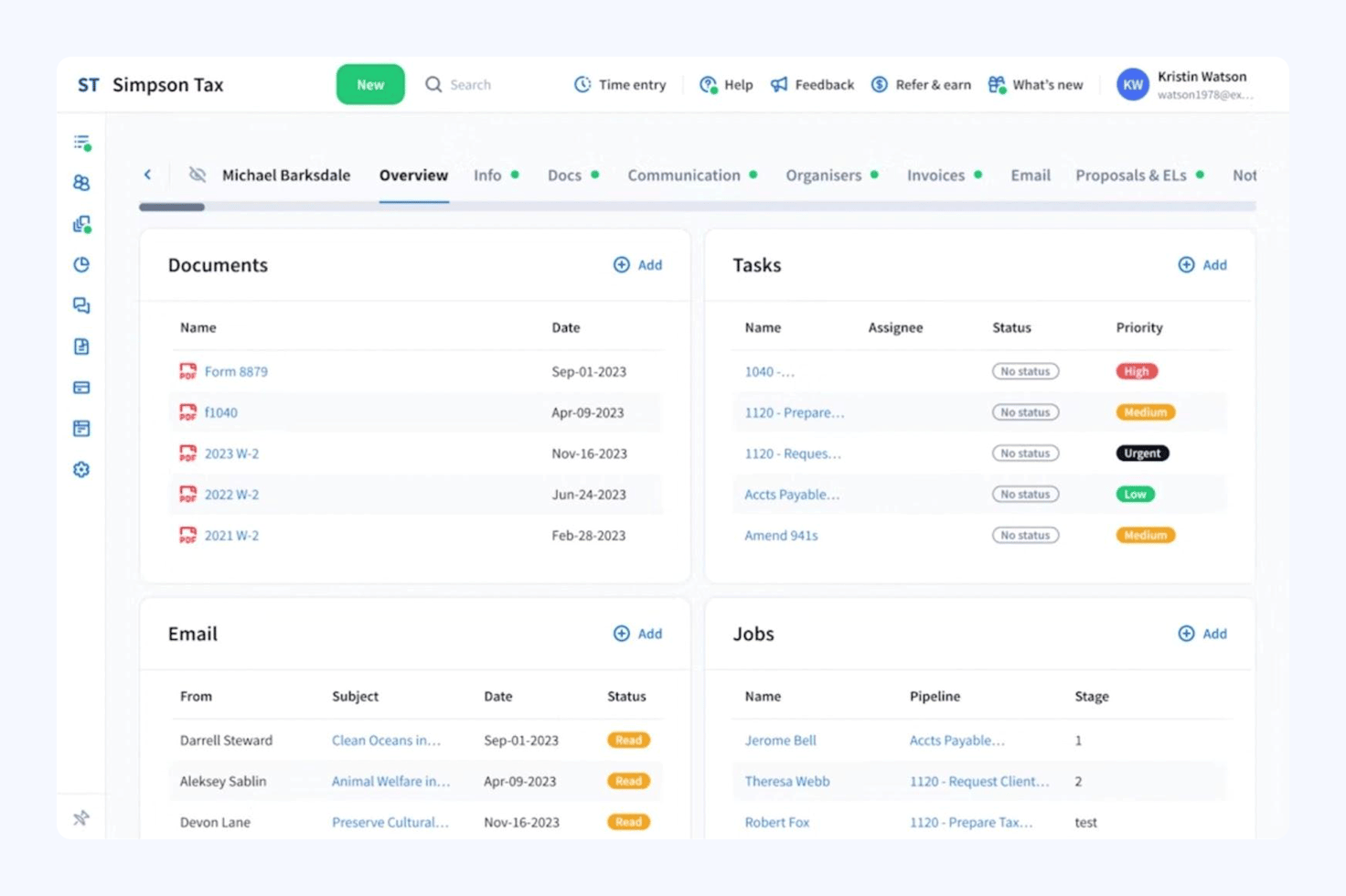 TaxDome practice management platform dashboard
