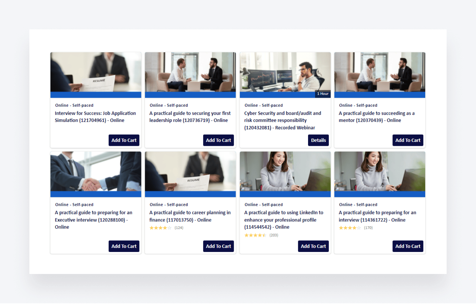 A screenshot of some of the CPD courses available to CPA Australia members for free.
