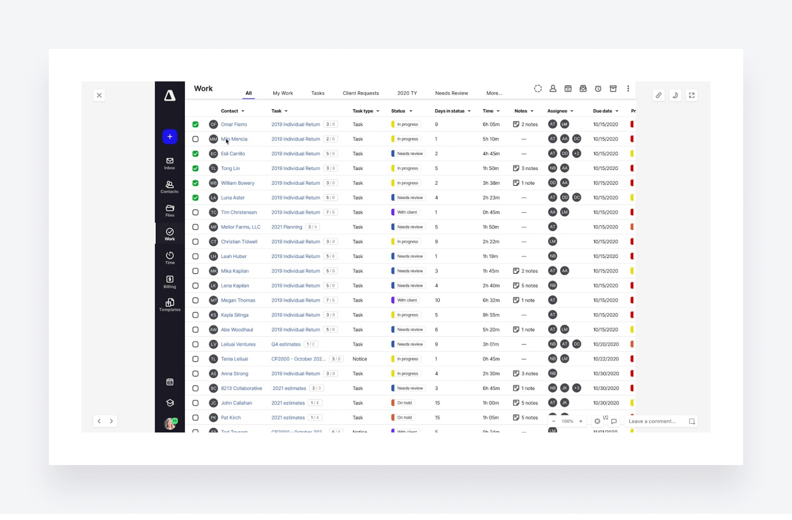 Canopy workflow management software interface