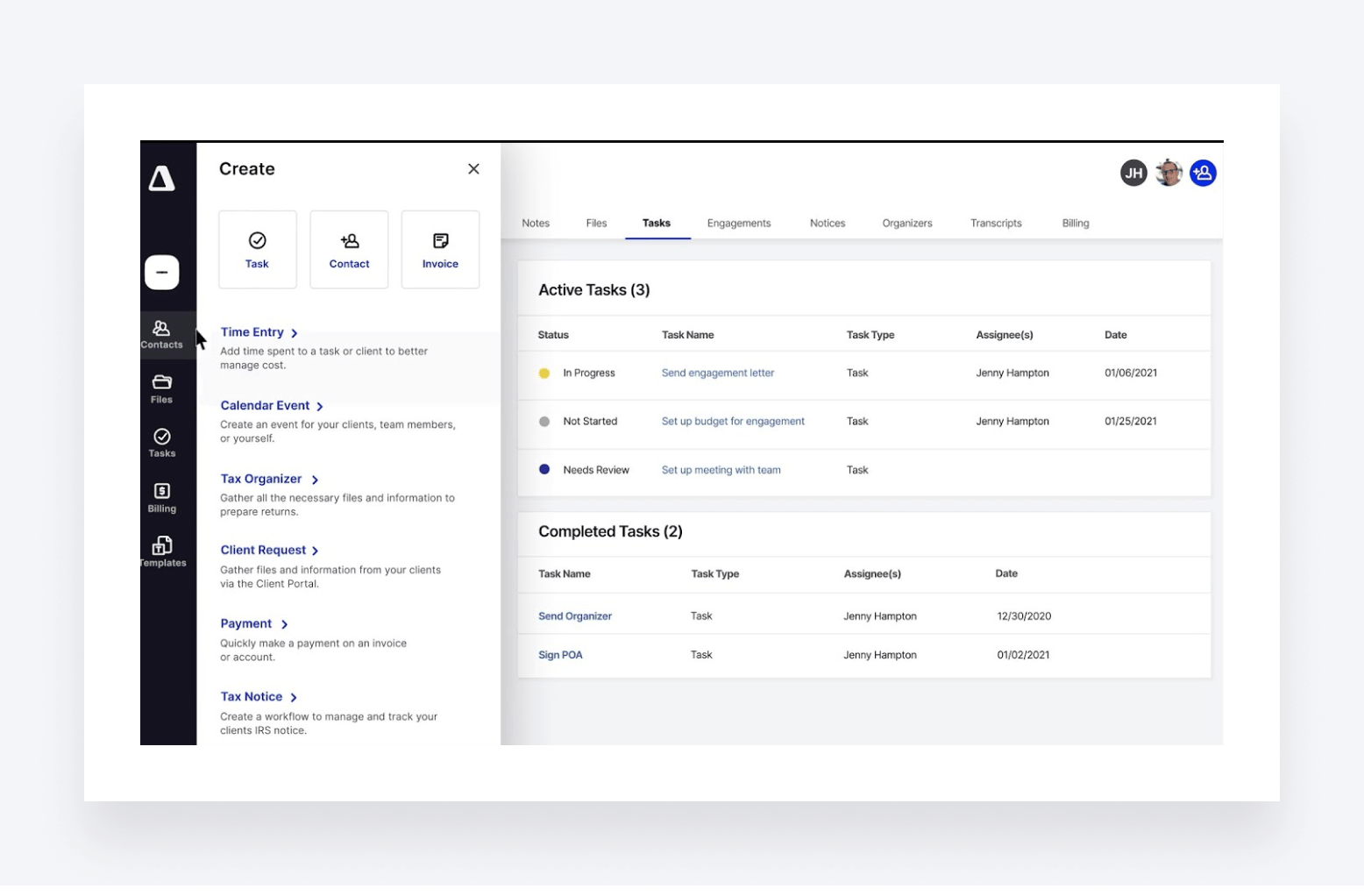 Canopy's task management dashboard.