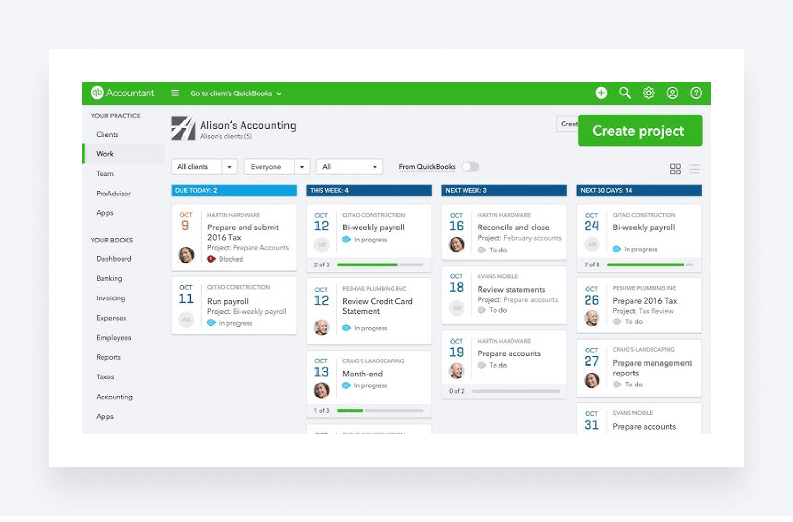 Overview of tasks in QuickBooks Online Accountant