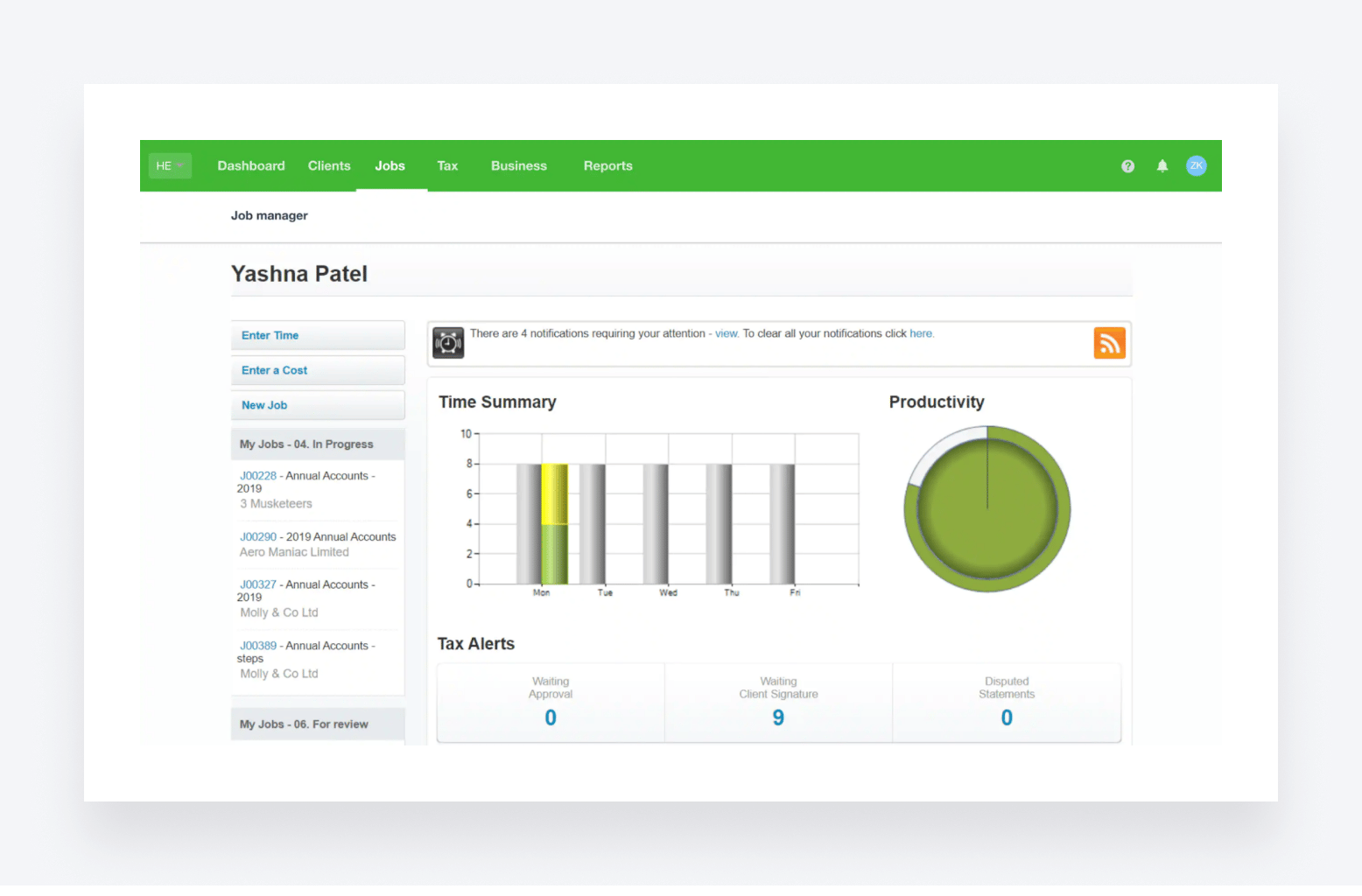 Job information in Xero Practice Manager