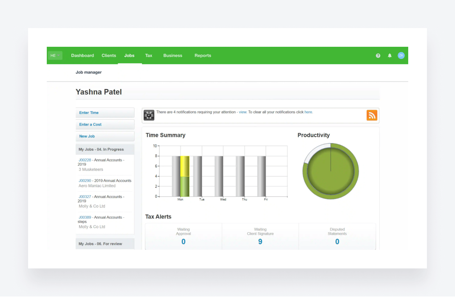 Xero Practice Manager's user interface.