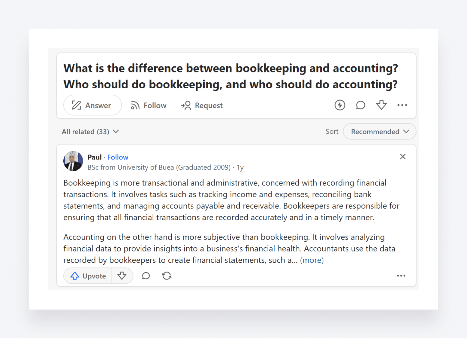 A screenshot of a Quora question and answer.