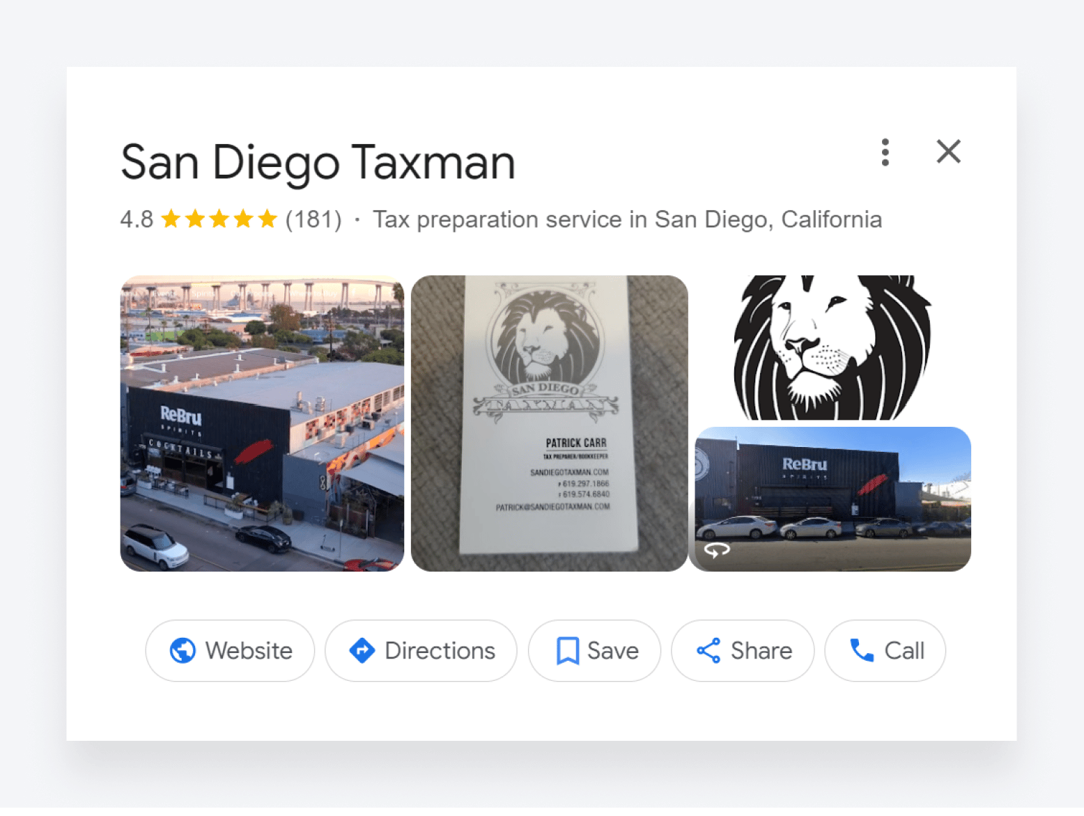 Examples of photos on a Google My Business profile.