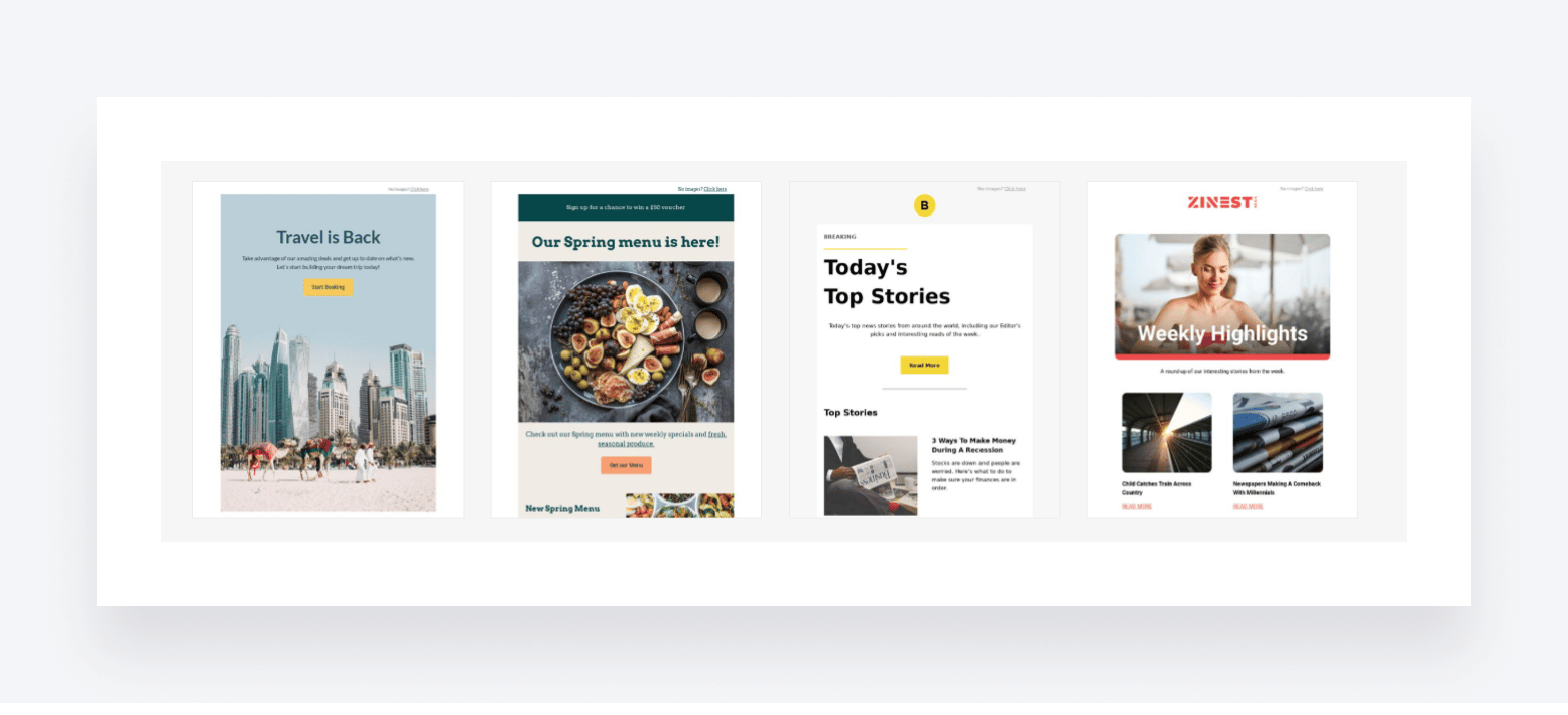 Examples of email newsletter templates.