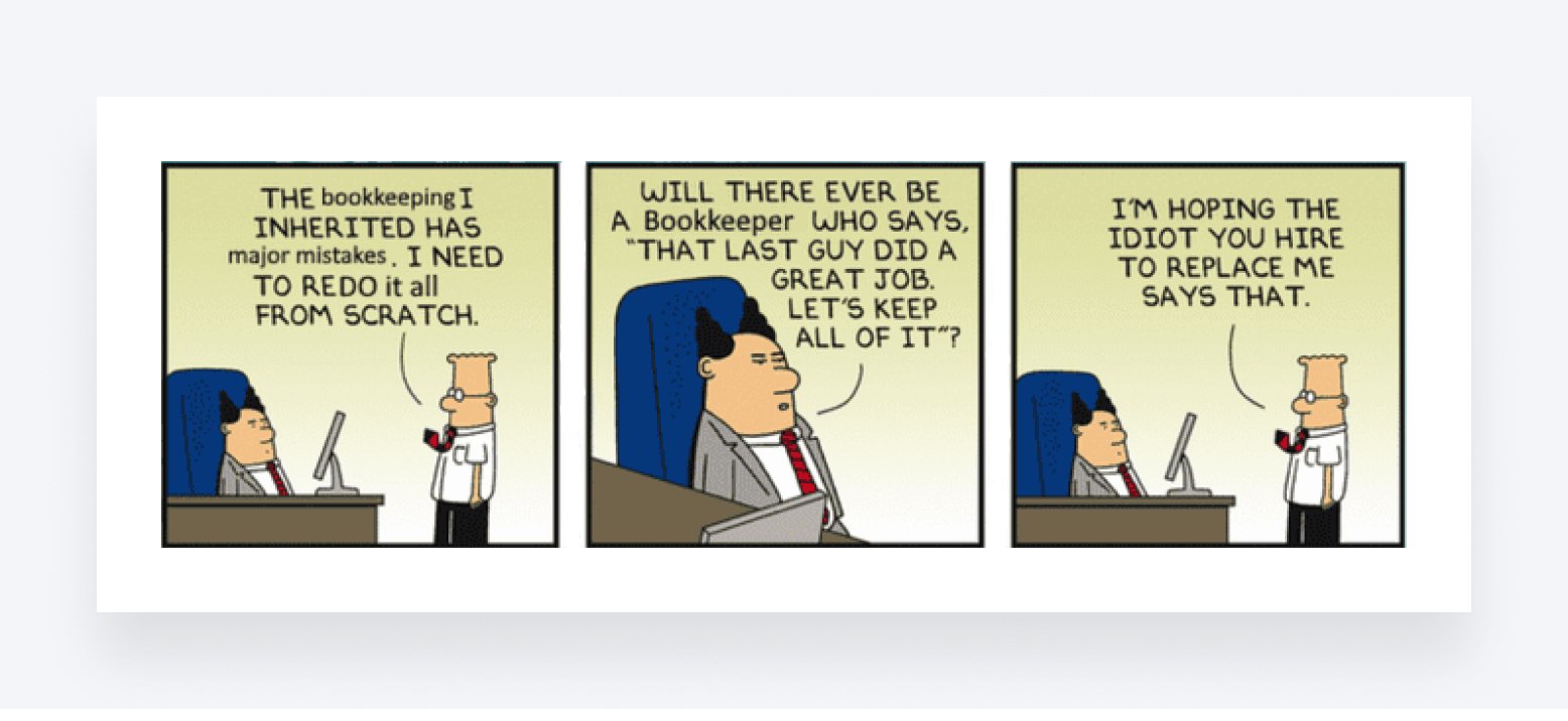 Accounting meme of the vicious cycle of having to be a cleanup person