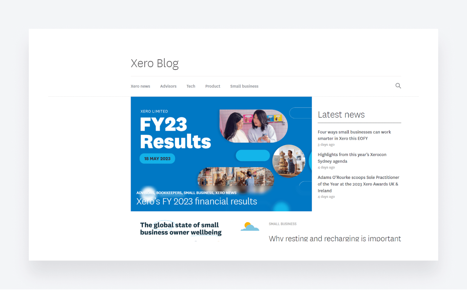 Xero blog page