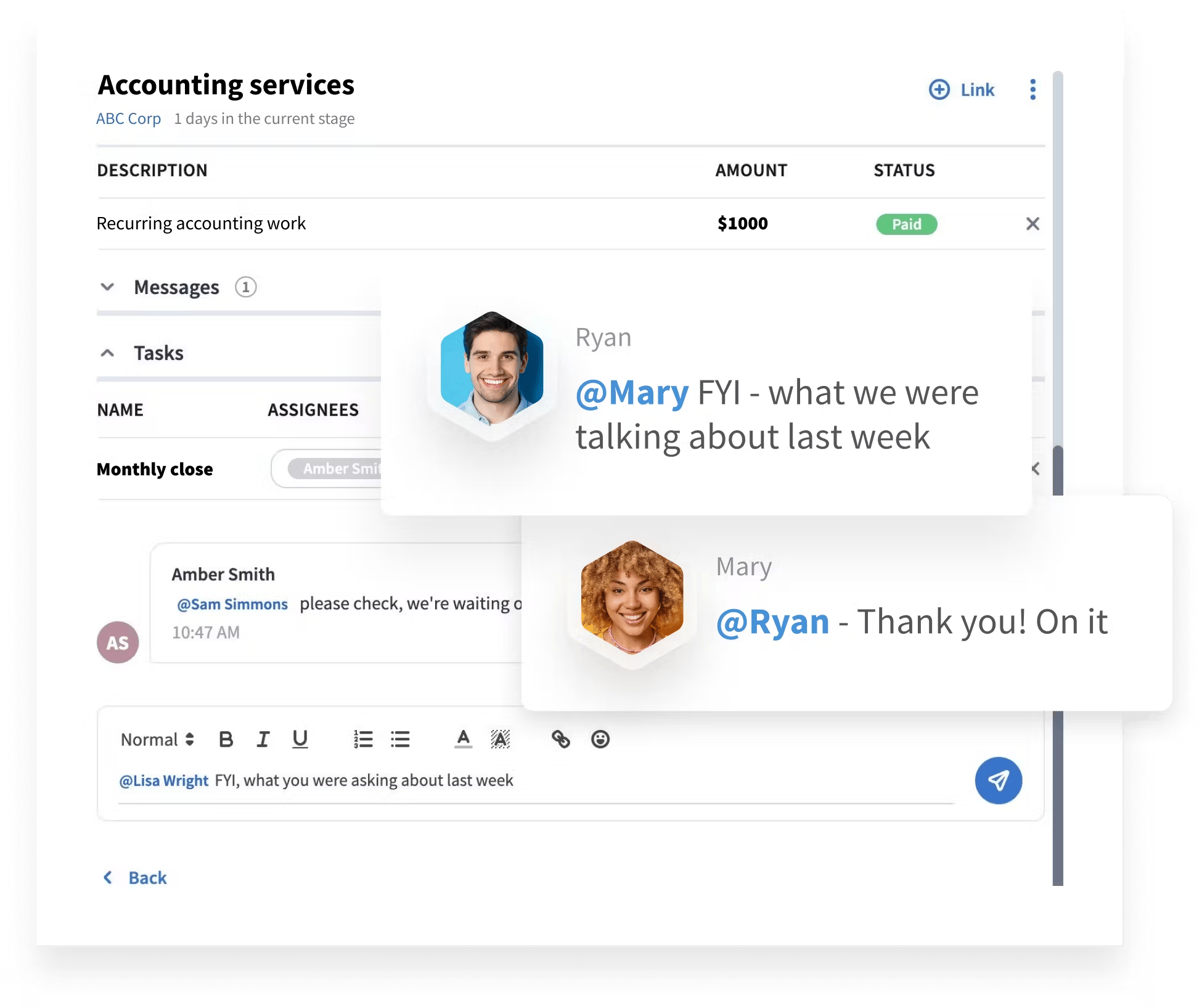 TaxDome's CRM, where you can store and manage all client data and accounts.